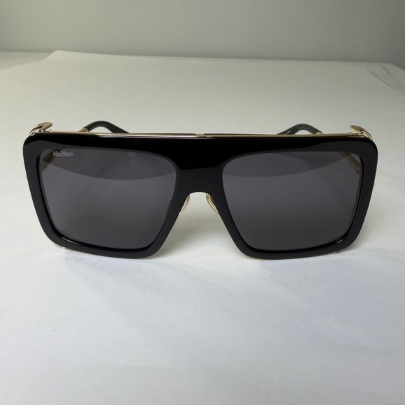 Max Mara Jean MM0119 01A Black Gold Oversized Square Shield Sunglasses New main image 9